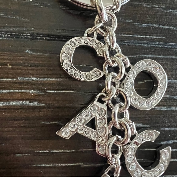 NWT Coach Silver Pave Rhinestone Bag Charm/ Keychain - Picture 4 of 9